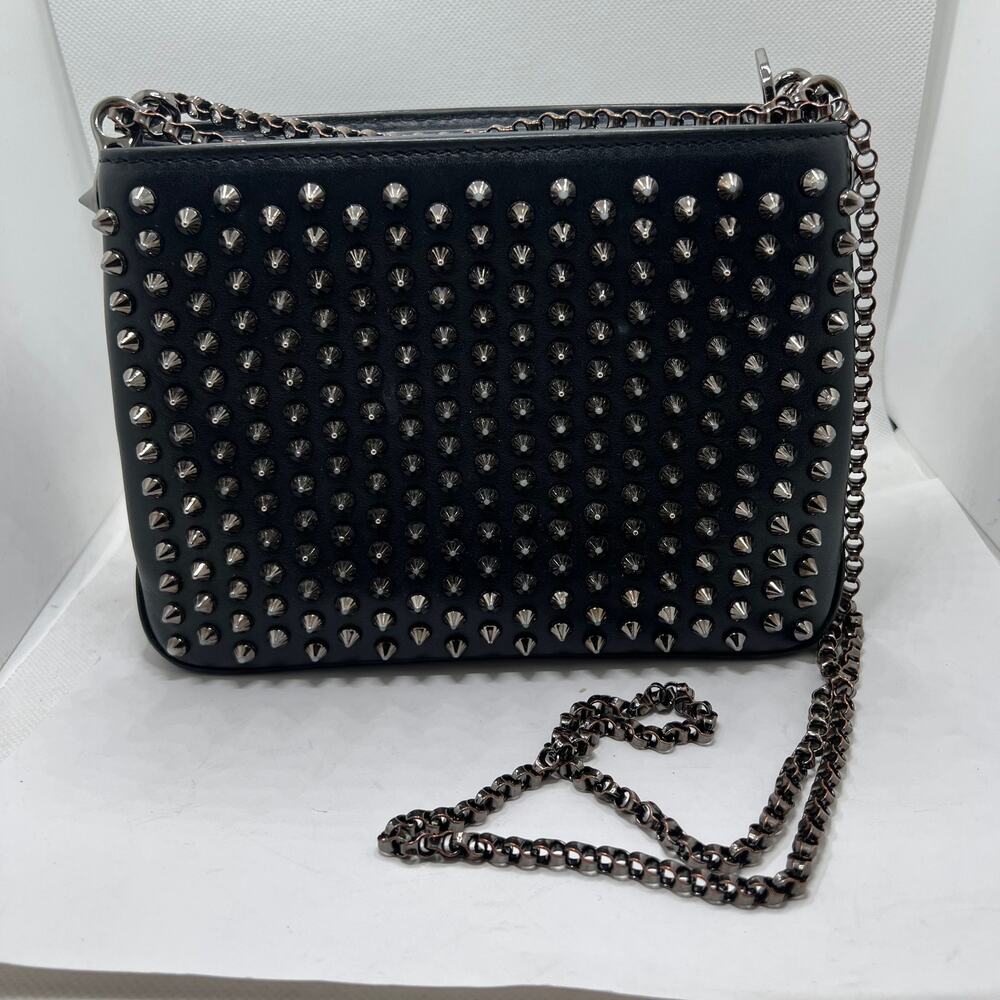 Christian Louboutin Triloubi Studded Convertible Chain Strap Crossbody Black